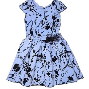 Girls Zoe Ltd Blue Formal Dress Black Floral Sz 12